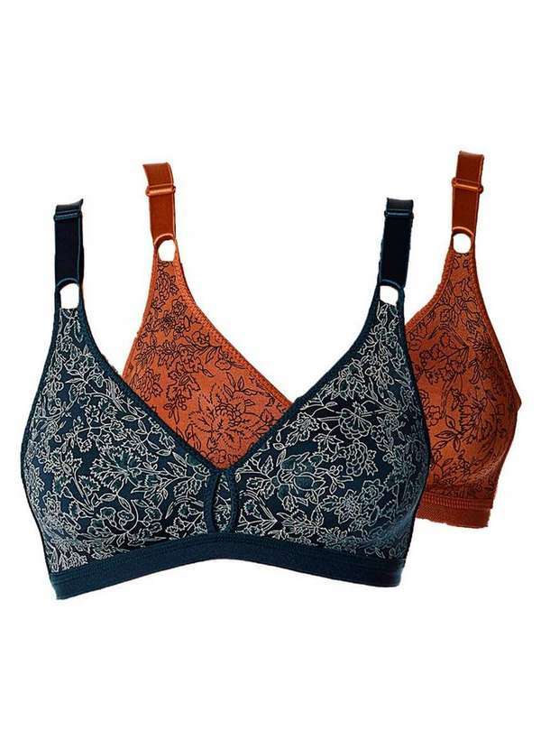 Demillus - Kit com 2 Sutiãs Sustentação Olimpo Firantela Demillus 61742 Marinho-Bronze
