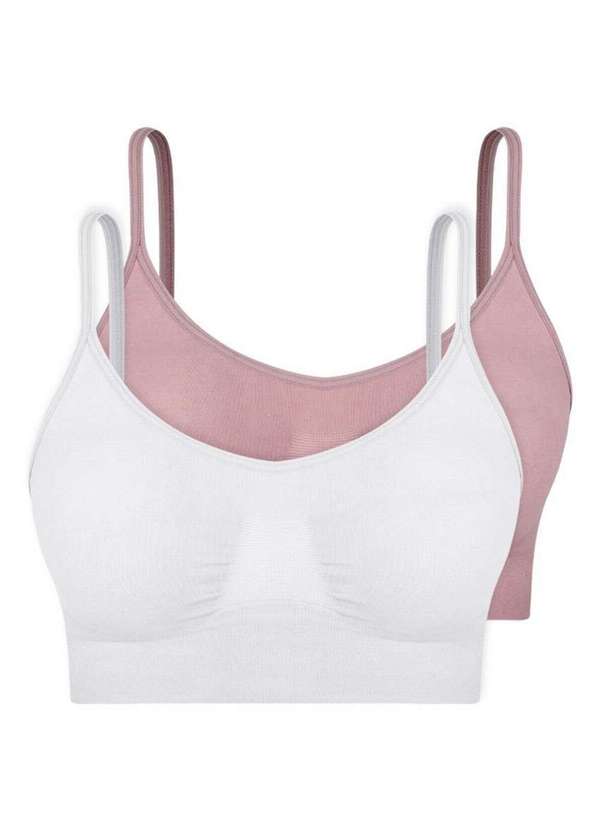 Hope - Kit com 2 Top sem Aro e sem Bojo Hope S21020 Branco-Cinza-Luar