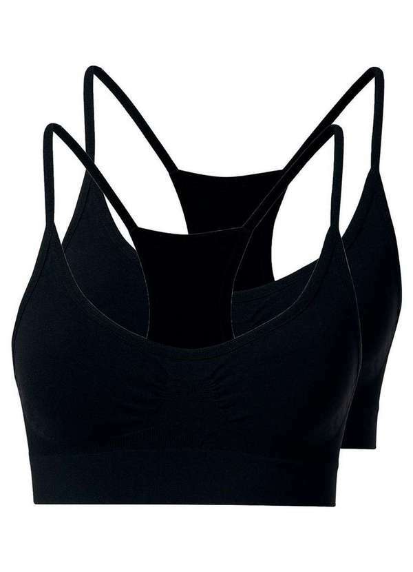 She - Kit com 2 Tops Nadador sem Aro e sem Bojo She 753.02 Preto