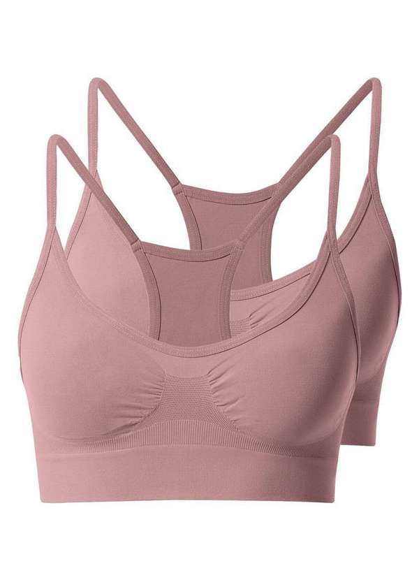 She - Kit com 2 Tops Nadador sem Aro e sem Bojo She 753.02 Rosa-Queimado