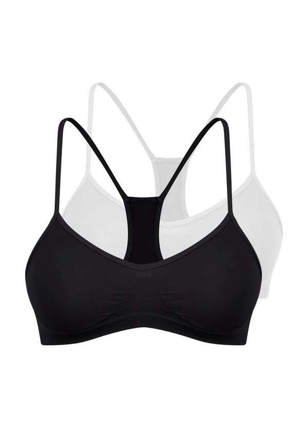 Trifil - Kit com 2 Tops Nadador sem Aro e sem Bojo Trifil 1155 Preto-Branco