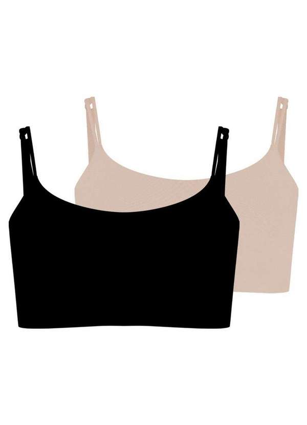 Hope - Kit com 2 Tops sem Aro com Bojo Removível Hope 2186 Preto-Ballet