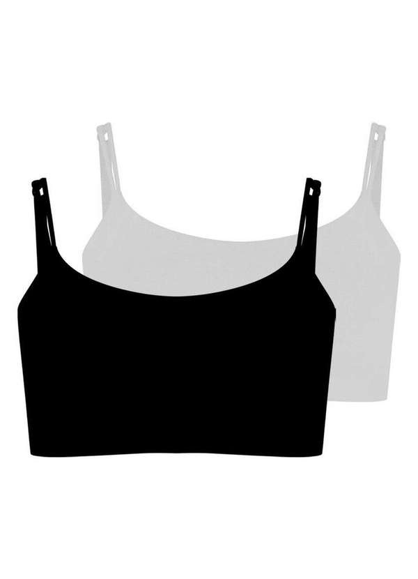 Hope - Kit com 2 Tops sem Aro com Bojo Removível Hope 2186 Preto-Branco