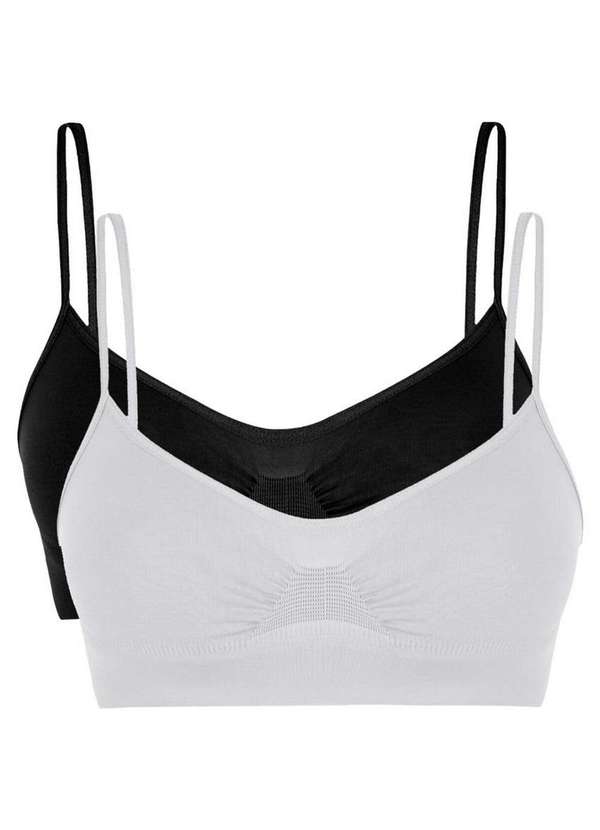 Lupo - Kit com 2 Tops sem Aro e sem Bojo Loba 41100-001 Branco-Preto