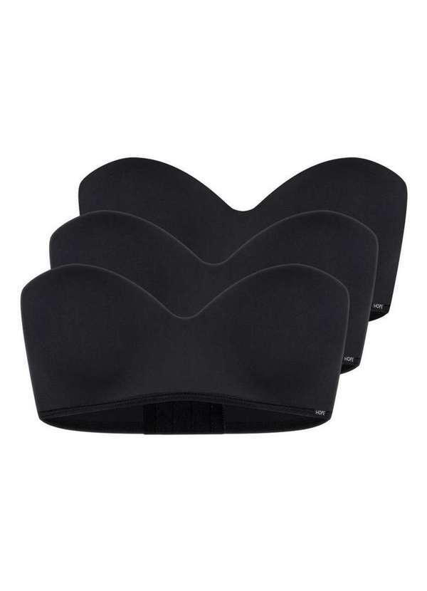 Hope - Kit com 3 Sutiã Bustiê com Aro e Bojo Hope 2083 Taça B Preto