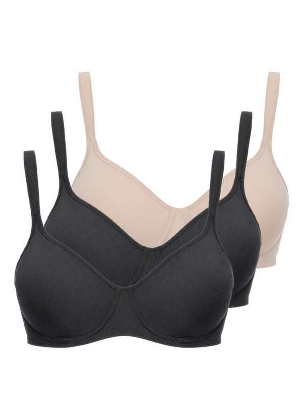 Triumph - Kit com 3 Sutiã com Aro e sem Bojo W Triumph Shape 24814 Taça B Preto-Mink