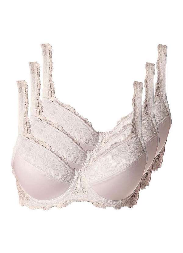 Demillus - Kit com 3 Sutiãs com Aro e Bojo Iridien Demillus 65204 Taça B Branco