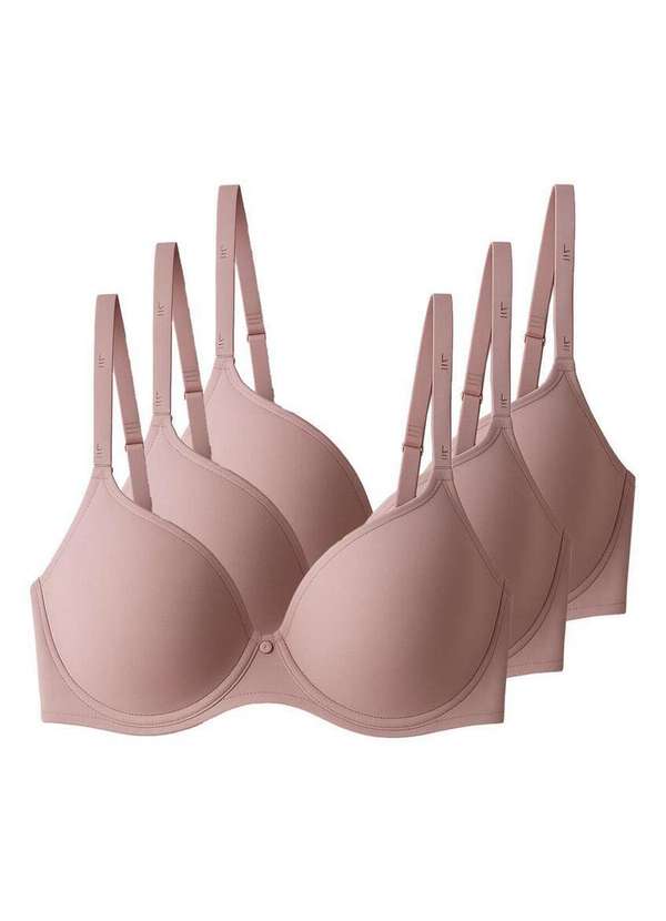 Liz - Kit com 3 Sutiãs com Aro e Bojo Liz 51381 Taça B Sepia