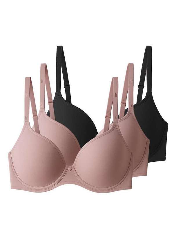 Liz - Kit com 3 Sutiãs com Aro e Bojo Liz 51381 Taça D Blush-Preto