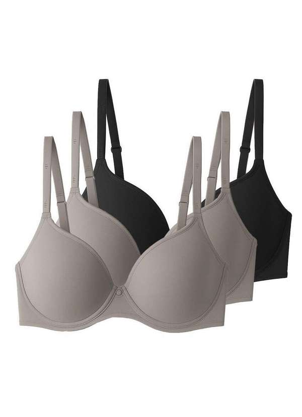 Liz - Kit com 3 Sutiãs com Aro e Bojo Liz 51381 Taça D Sepia-Preto