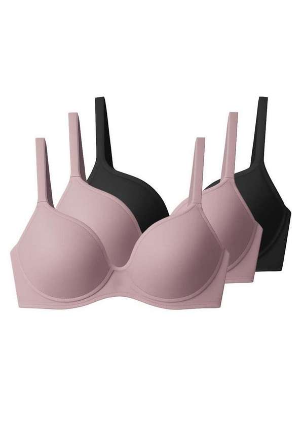 Liz - Kit com 3 Sutiãs com Aro e Bojo Liz 51809 Taça B Blush-Preto