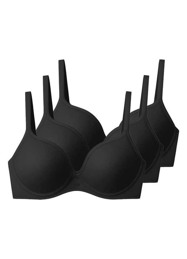 Liz - Kit com 3 Sutiãs com Aro e Bojo Liz 51809 Taça B Preto