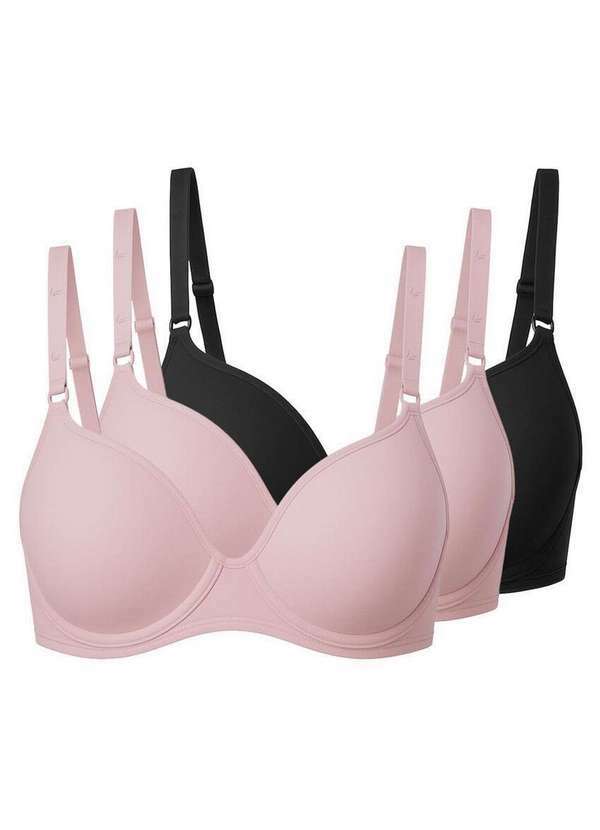 Liz - Kit com 3 Sutiãs com Aro e Bojo Liz 51818 Taça B Blush-Preto