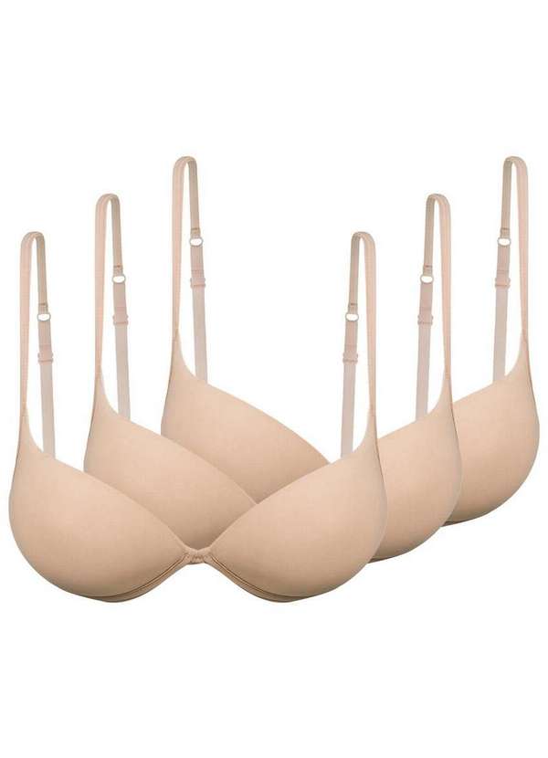 Hope - Kit com 3 Sutiãs com Aro e Bojo Push Up Hope 2384 Taça B Camurça