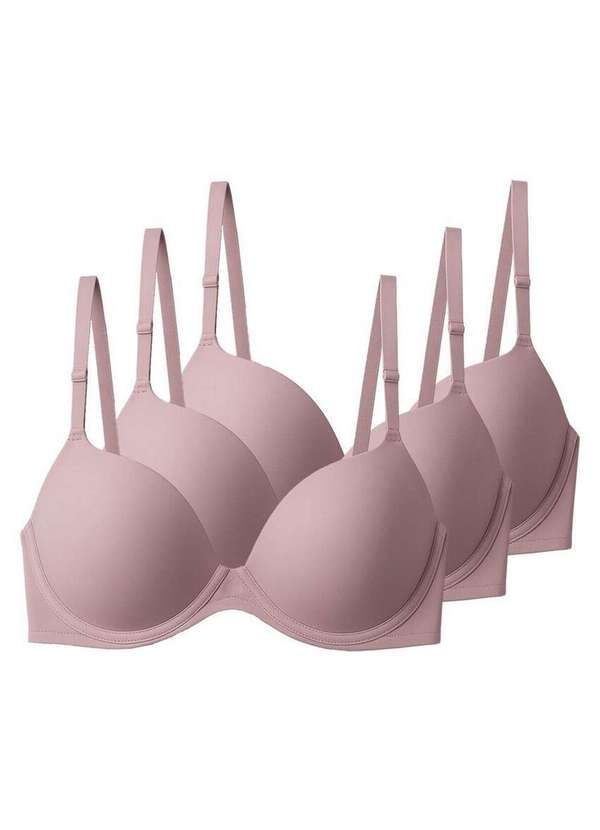 Liz - Kit com 3 Sutiãs com Aro e Bojo Push Up Liz 51690 Taça B Blush
