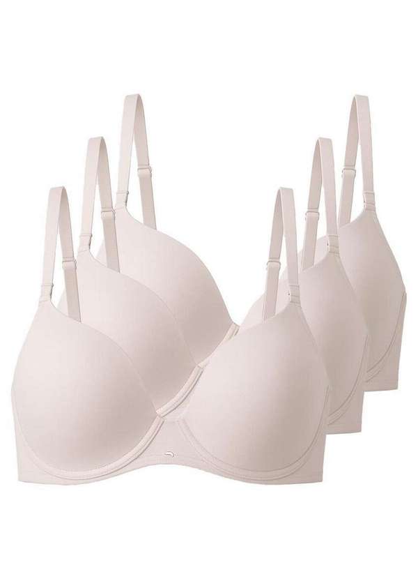 Liz - Kit com 3 Sutiãs com Aro e Bojo Push Up Liz 51805 Taça B Sepia