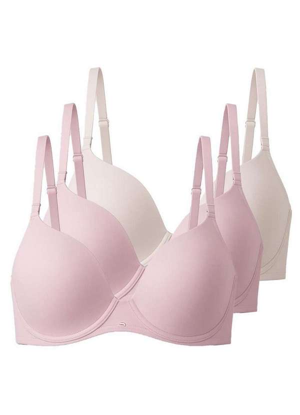 Liz - Kit com 3 Sutiãs com Aro e Bojo Push Up Liz 51805 Taça C Blush-Sepia