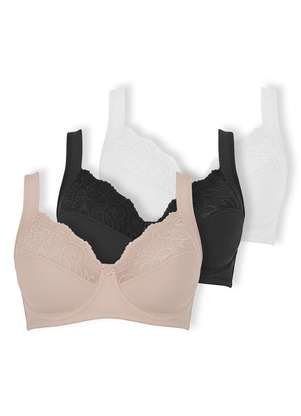 Kit com 3 Sutiãs com Aro e sem Bojo Dilady 123410 - DILADY