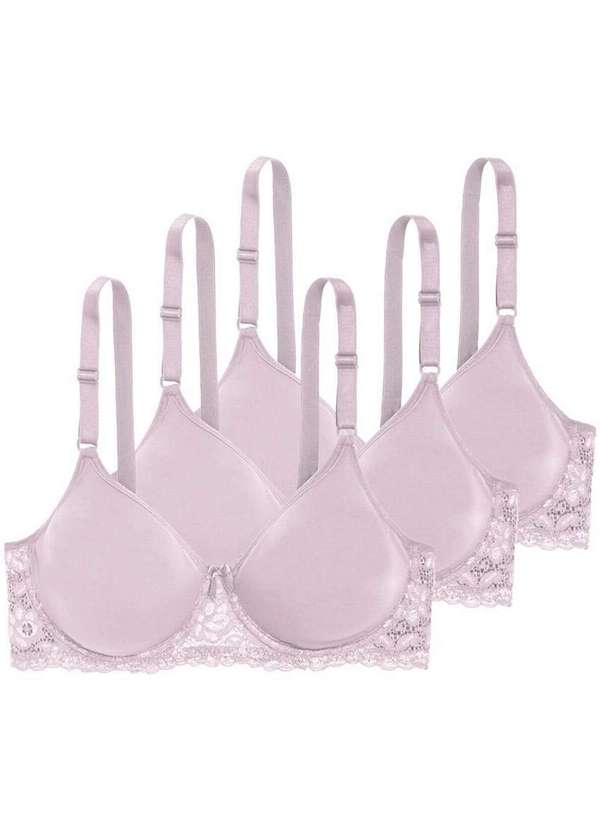 Triumph - Kit com 3 Sutiãs com Aro e sem Bojo Triumph Brigitte 24785 Taça B Alvorada