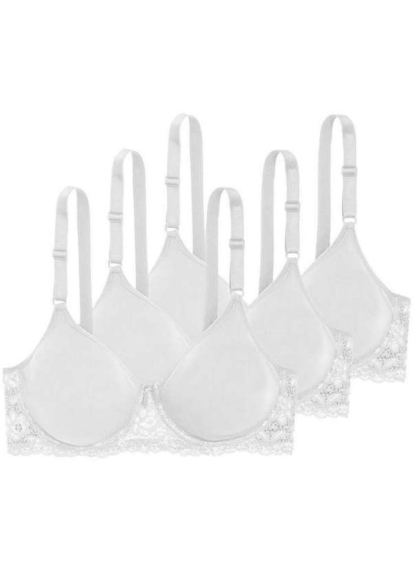 Triumph - Kit com 3 Sutiãs com Aro e sem Bojo Triumph Brigitte 24785 Taça B Branco