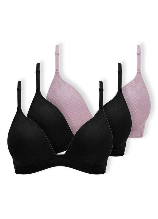 Dilady - Kit com 3 Sutiãs sem Aro com Bojo Dilady 203101 Preto-Rosa-Retro