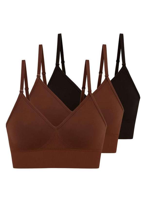 Liz - Kit com 3 Sutiãs sem Aro com Bojo Liz 51302 Brunette-Super-Black