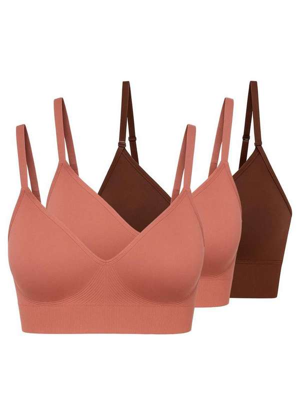 Liz - Kit com 3 Sutiãs sem Aro com Bojo Liz 51302 Rosa-Mônaco-Brunette