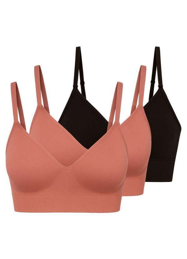 Liz - Kit com 3 Sutiãs sem Aro com Bojo Liz 51302 Rosa-Mônaco-Super-Black