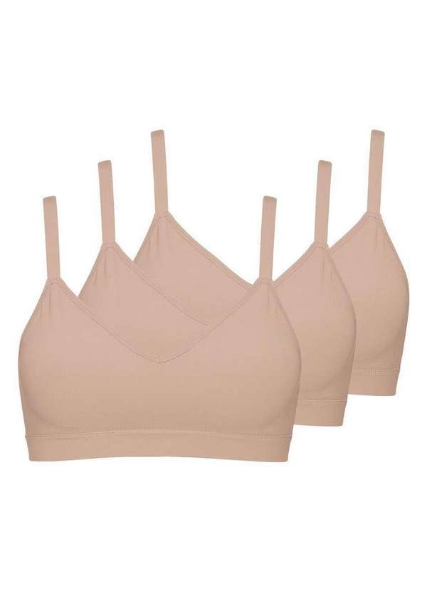 Liz - Kit com 3 Sutiãs sem Aro com Bojo Liz 51710 Taça B Sepia