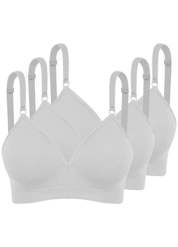 Trifil - Kit com 3 Sutiãs sem Aro com Bojo Trifil 4935 Taça B Branco