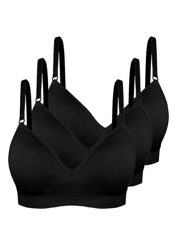 Trifil - Kit com 3 Sutiãs sem Aro com Bojo Trifil 4936 Taça B Preto