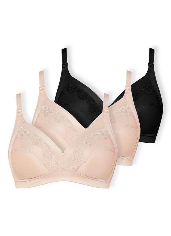 Demillus - Kit com 3 Sutiãs sem Aro e sem Bojo Dilady 12371 Preto-Chocolate