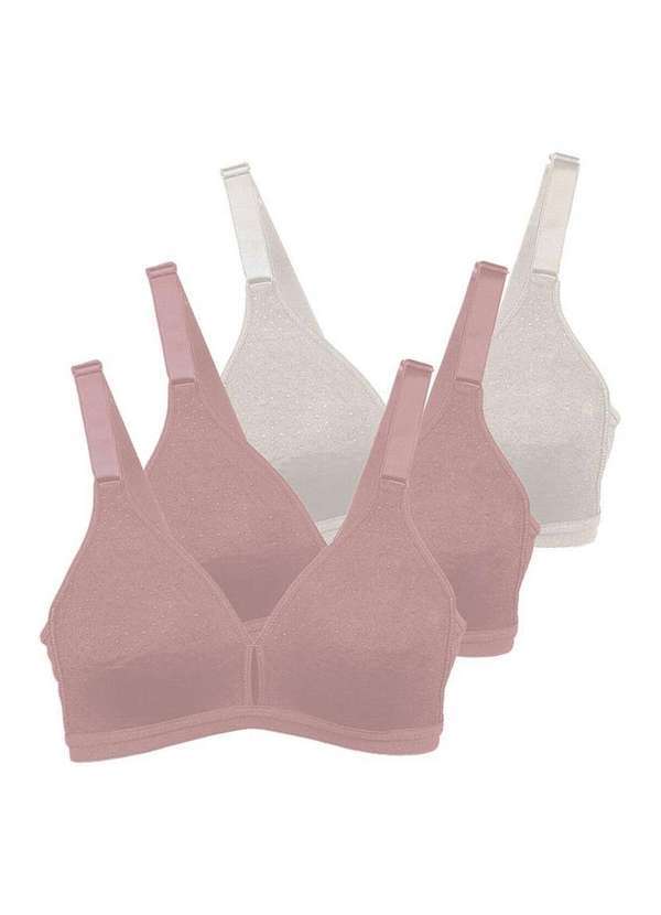 Demillus - Kit com 3 Sutiãs sem Aro e sem Bojo Olimpo Demillus 61019 Bege-Rosado-Pérola