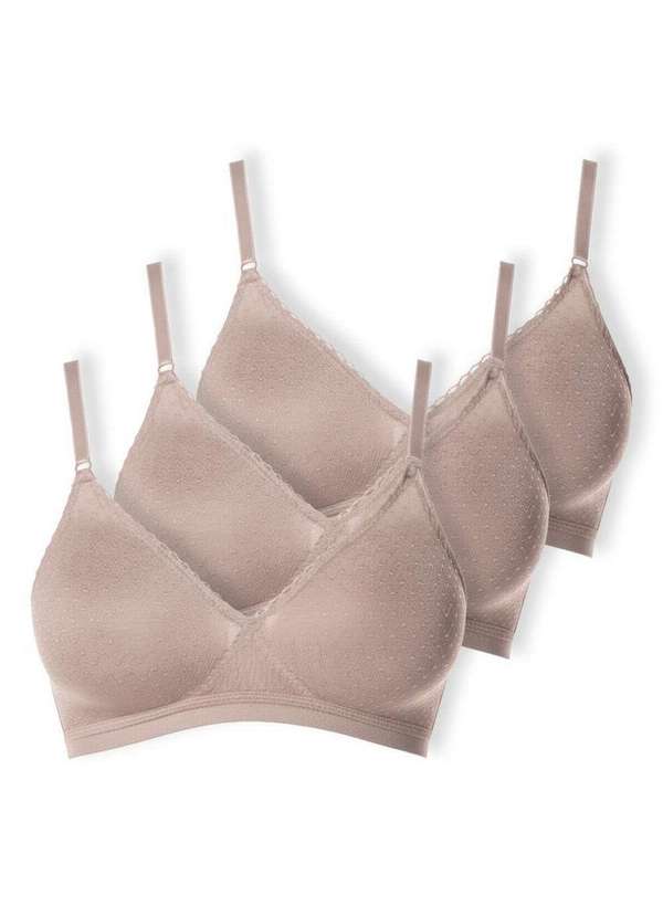 Demillus - Kit com 3 Sutiãs sem Aro e sem Bojo Poás Demillus 61411 Bege-Rosado