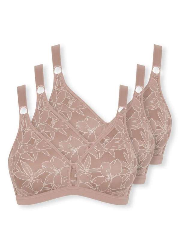 Demillus - Kit com 3 Sutiãs Sustentação Olimpo Anizete Demillus 61741 Taça B Bege-Rosado