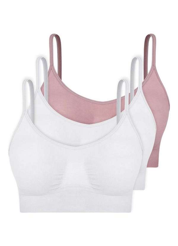 Hope - Kit com 3 Top sem Aro e sem Bojo Hope S21020 Branco-Cinza-Luar