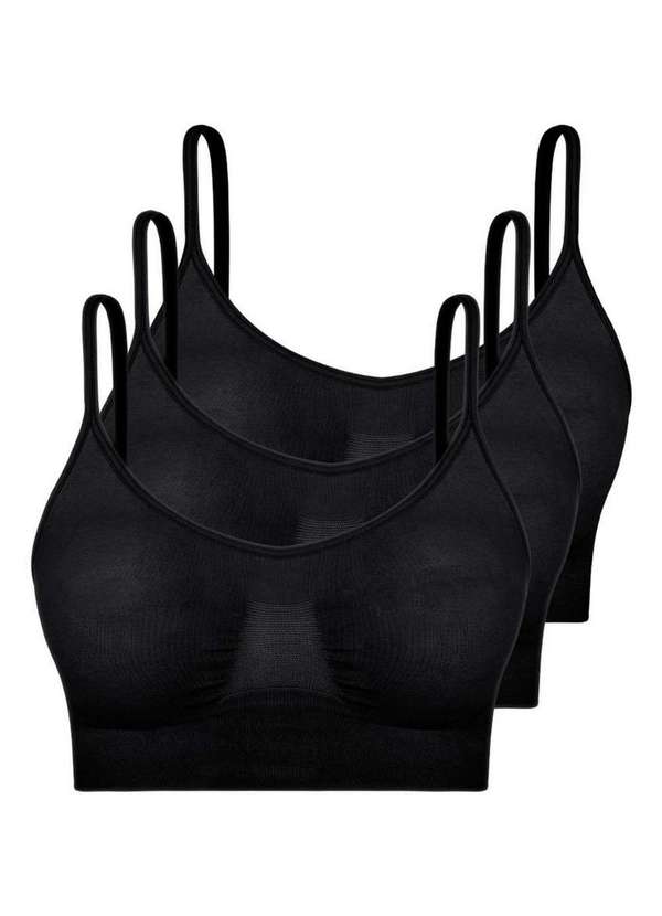 Hope - Kit com 3 Top sem Aro e sem Bojo Hope S21020 Preto