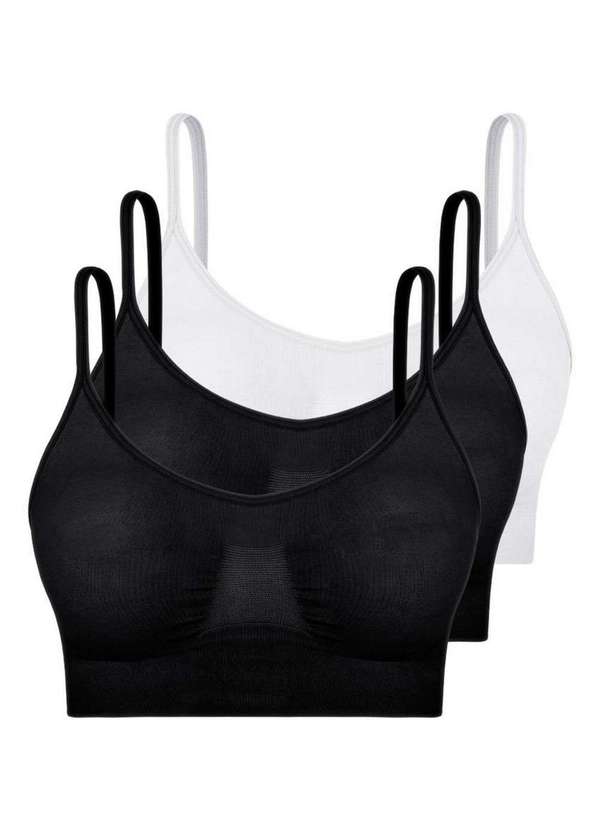 Hope - Kit com 3 Top sem Aro e sem Bojo Hope S21020 Preto-Branco