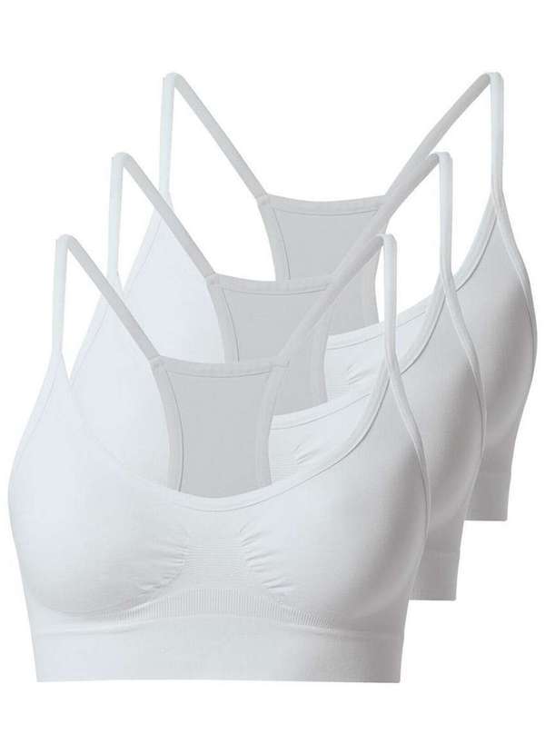 She - Kit com 3 Tops Nadador sem Aro e sem Bojo She 753.02 Branco