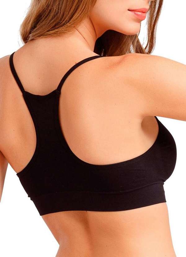 She - Kit com 3 Tops Nadador sem Aro e sem Bojo She 753.02 Preto 3