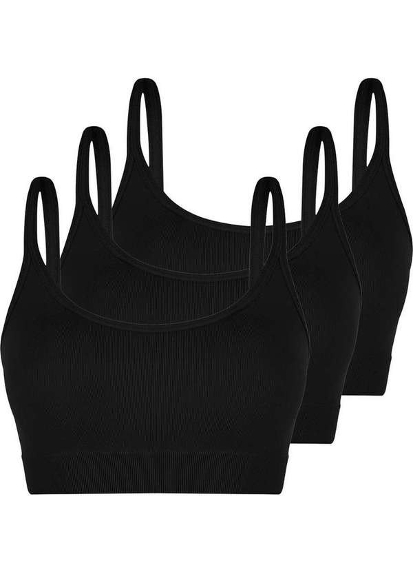 Lupo - Kit com 3 Tops sem Aro e sem Bojo Loba 41018-001 Preto