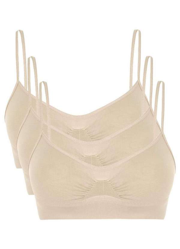 Lupo - Kit com 3 Tops sem Aro e sem Bojo Loba 41100-001 Natural