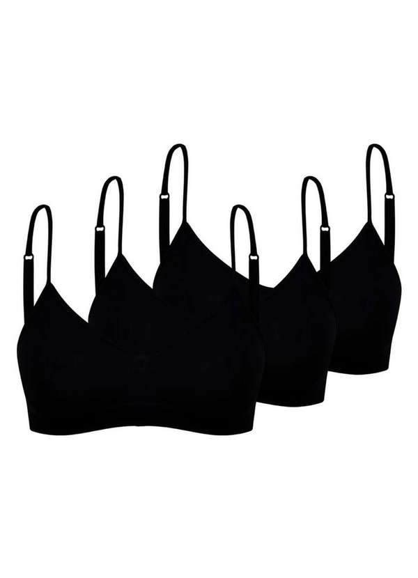 Trifil - Kit com 3 Tops sem Aro e sem Bojo Trifil 4377 Preto