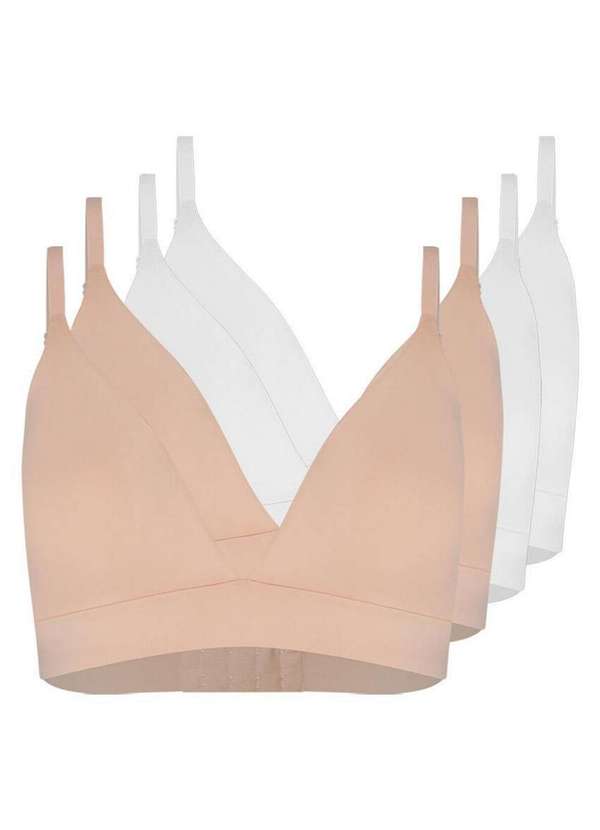 Hope - Kit com 4 Sutiãs sem Aro com Bojo Removível Hope 274840 Bege-Ballet-Branco