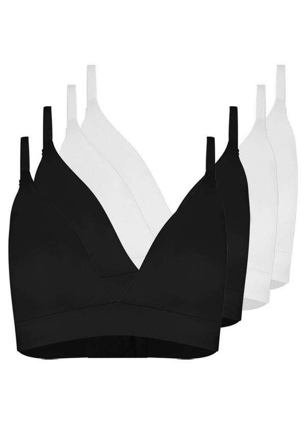 Hope - Kit com 4 Sutiãs sem Aro com Bojo Removível Hope 274840 Preto-Branco