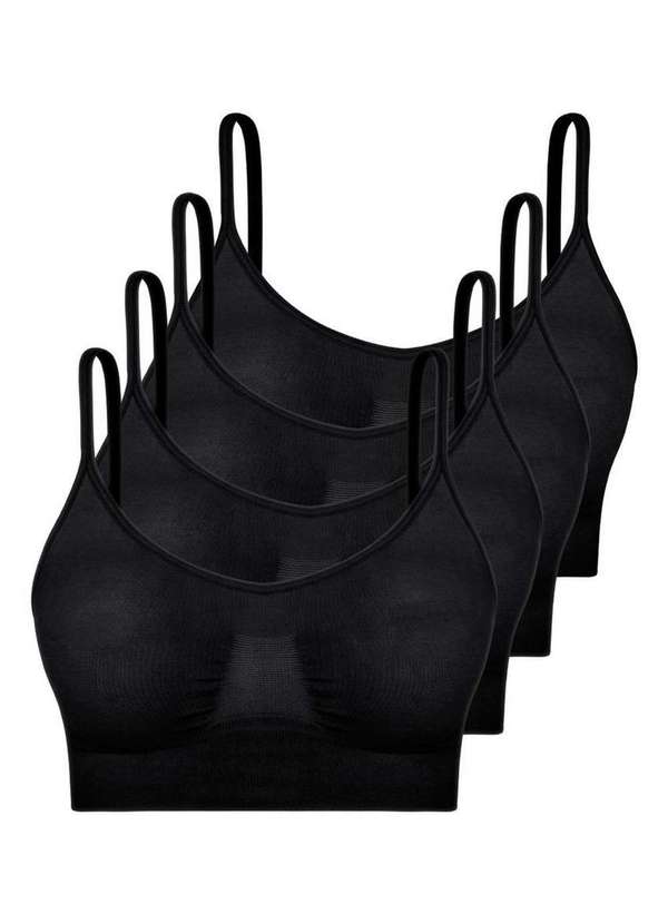 Hope - Kit com 4 Top sem Aro e sem Bojo Hope S21020 Preto