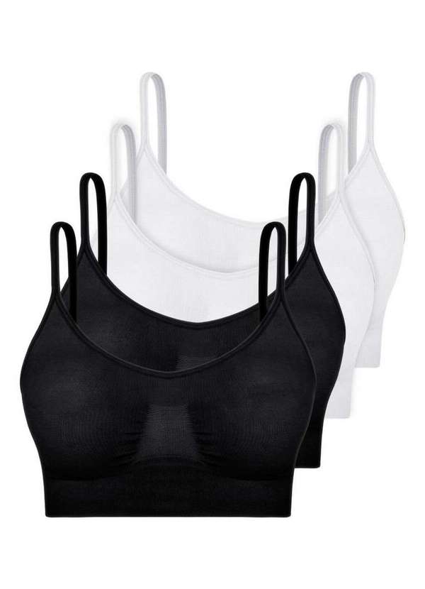 Hope - Kit com 4 Top sem Aro e sem Bojo Hope S21020 Preto-Branco