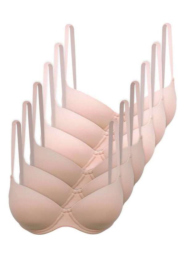 Hope - Kit com 6 Sutiãs com Aro e Bojo Hope 2484 Taça B Camurca-Bege-Ballet