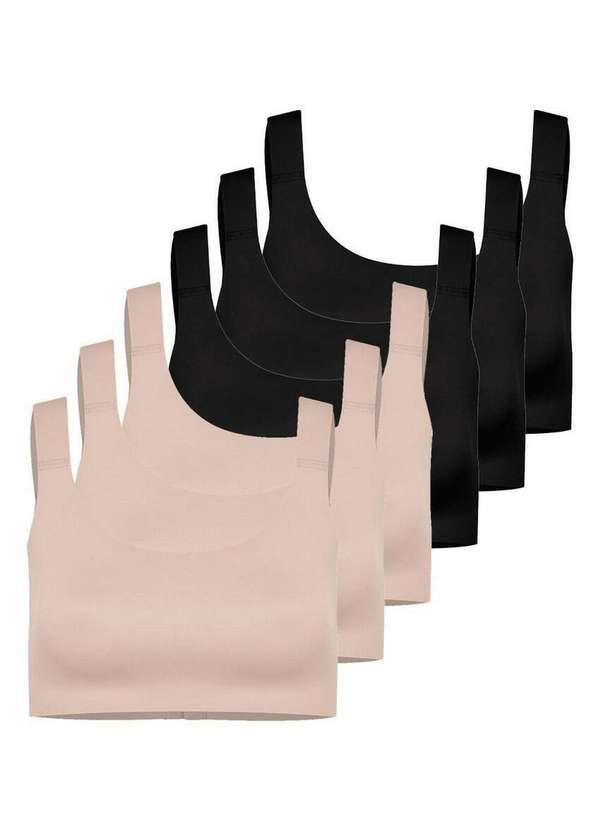 Hope - Kit com 6 Sutiãs sem Aro e sem Bojo Hope 22850 Bege-Ballet-Preto