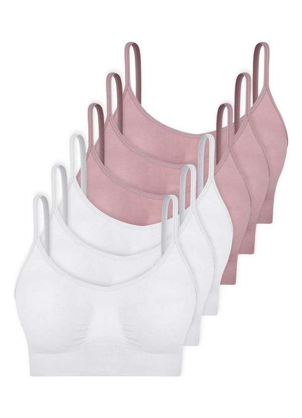 Hope - Kit com 6 Top sem Aro e sem Bojo Hope S21020 Branco-Cinza-Luar